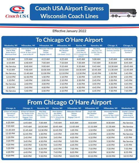 coach usa schedule ohare.